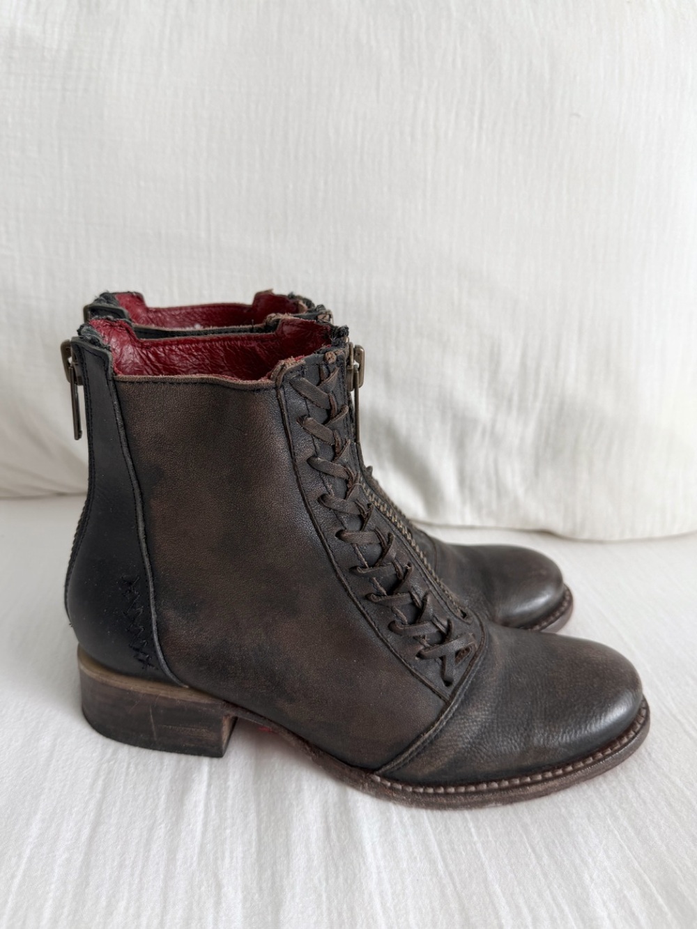 Freebird by Steven Brown Distressed Zipper  Wales Ankle Boots